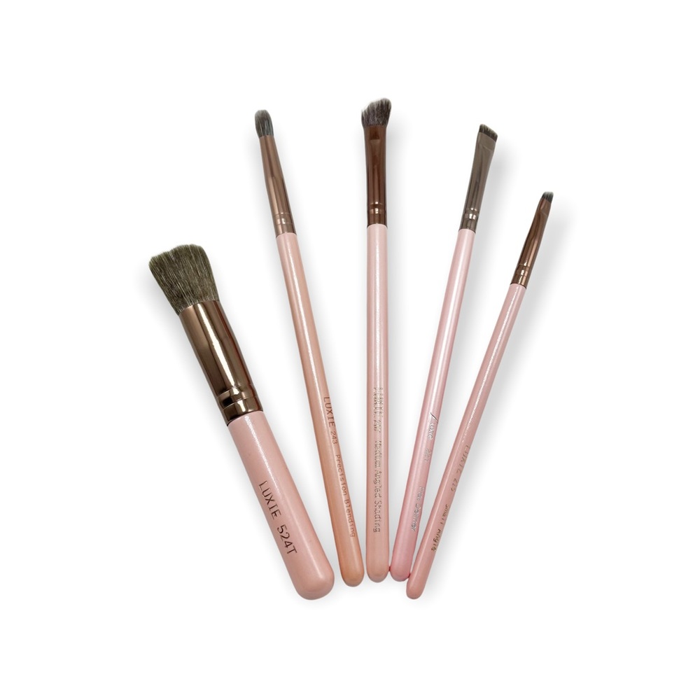 Luxie Rose Gold 5-Piece Set of Eye Brushes & Versatile Small Duo Fiber Brush
